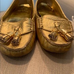Tory Burch Gold Loafers